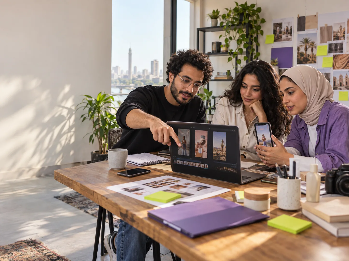 Creative team discussing a creator-content campaign